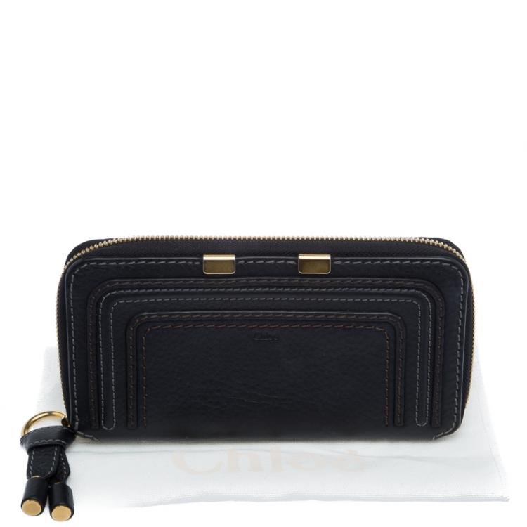 Pre Owned Chloe Black Leather Marcie Zip Around Wallet