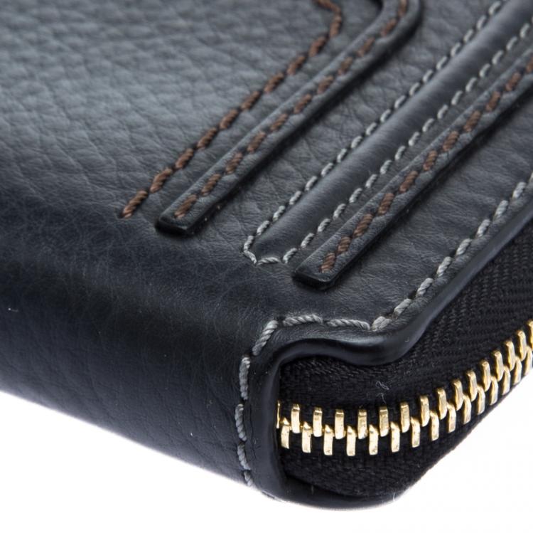 Pre Owned Chloe Black Leather Marcie Zip Around Wallet
