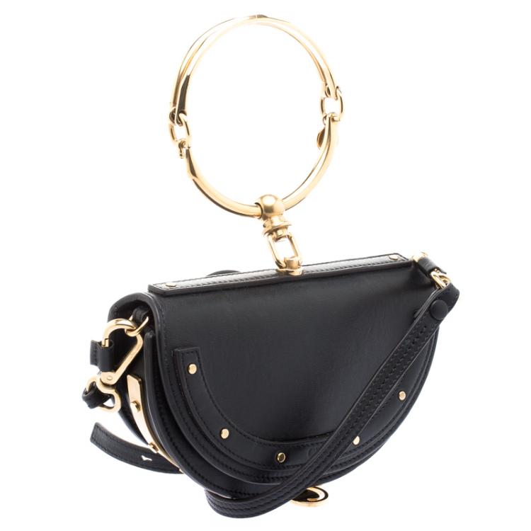 Pre Owned Chloe Black Leather Small Nile Minaudière Crossbody Bag