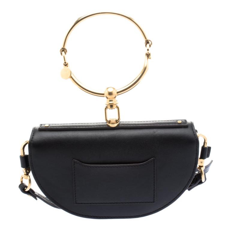 Pre Owned Chloe Black Leather Small Nile Minaudière Crossbody Bag