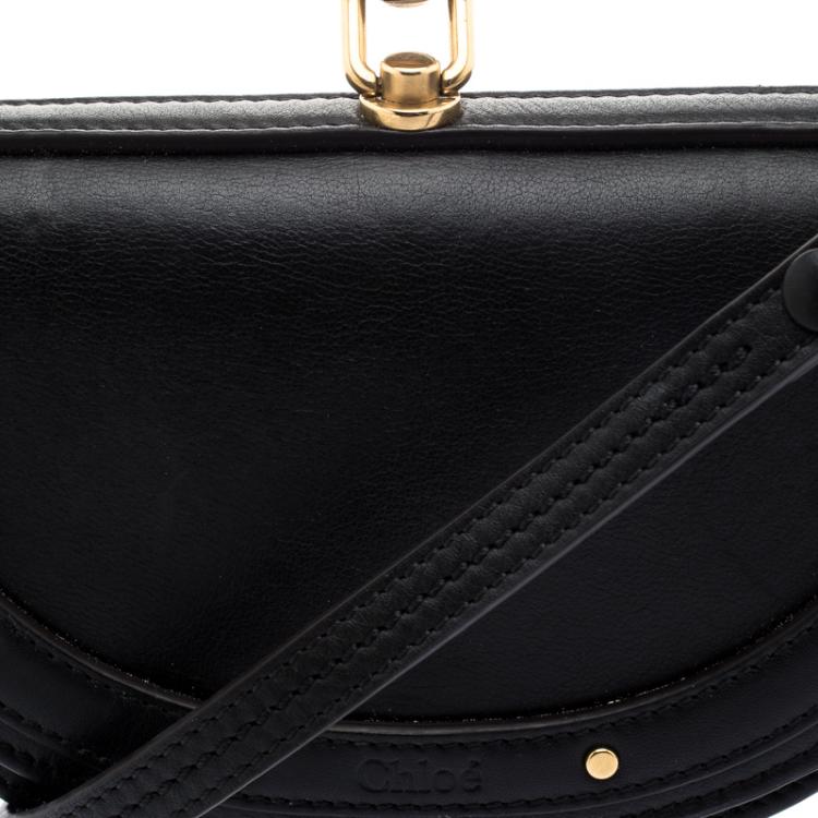 Pre Owned Chloe Black Leather Small Nile Minaudière Crossbody Bag