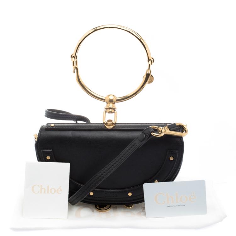 Pre Owned Chloe Black Leather Small Nile Minaudière Crossbody Bag