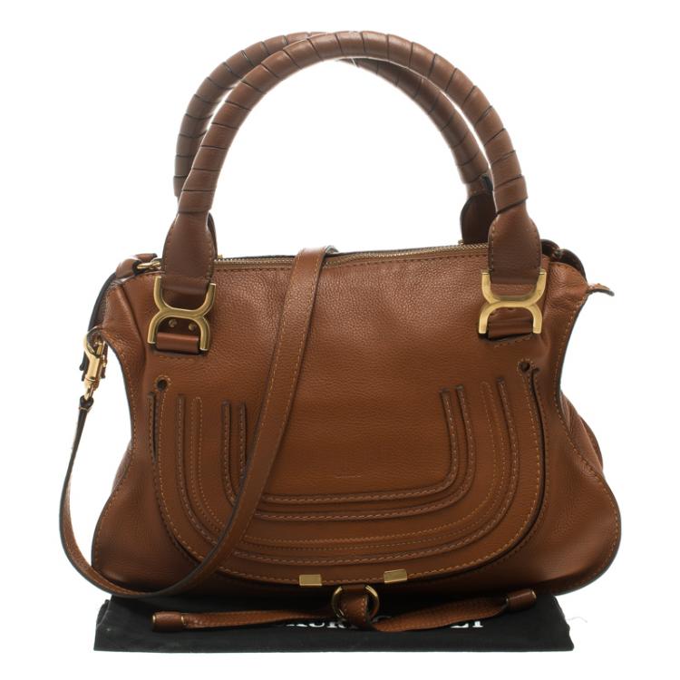 مملوكة مسبقًا Chloe Cognac Leather Medium Marcie Satchel