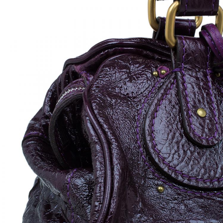 Pre Owned Chloe Dark Purple Patent Leather Paddington Tote