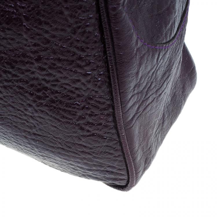 Pre Owned Chloe Dark Purple Patent Leather Paddington Tote