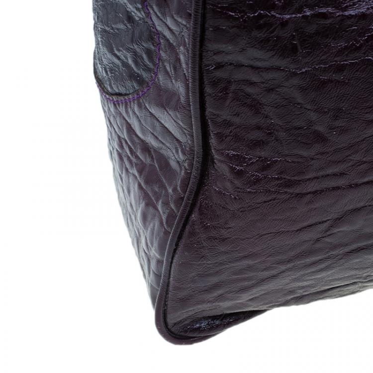 Pre Owned Chloe Dark Purple Patent Leather Paddington Tote