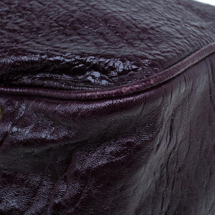 Pre Owned Chloe Dark Purple Patent Leather Paddington Tote