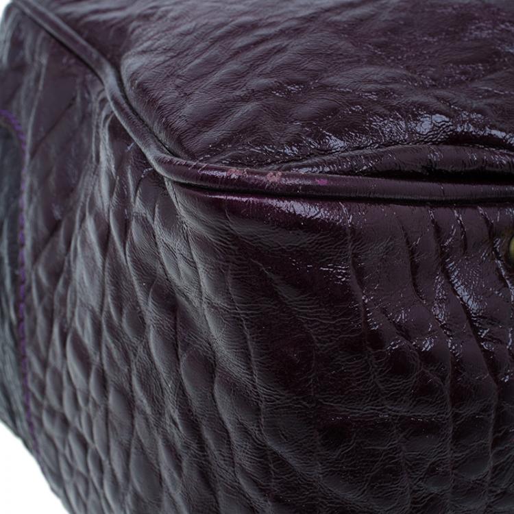 Pre Owned Chloe Dark Purple Patent Leather Paddington Tote