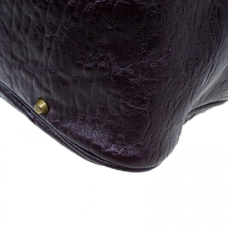 Pre Owned Chloe Dark Purple Patent Leather Paddington Tote