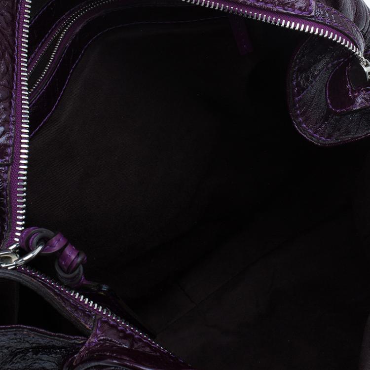 Pre Owned Chloe Dark Purple Patent Leather Paddington Tote