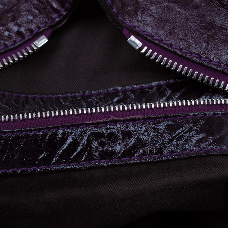 Pre Owned Chloe Dark Purple Patent Leather Paddington Tote