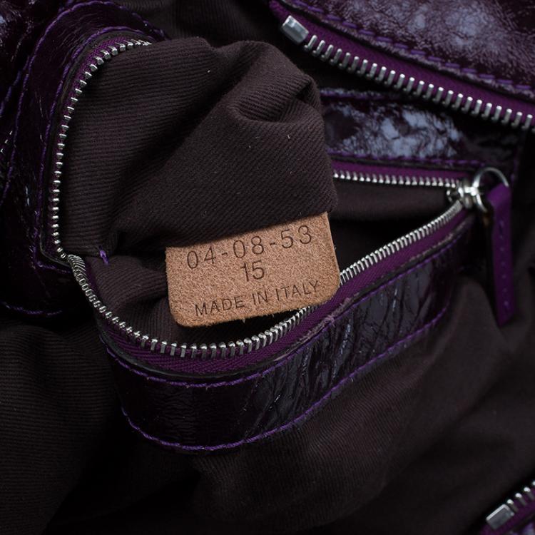 Pre Owned Chloe Dark Purple Patent Leather Paddington Tote
