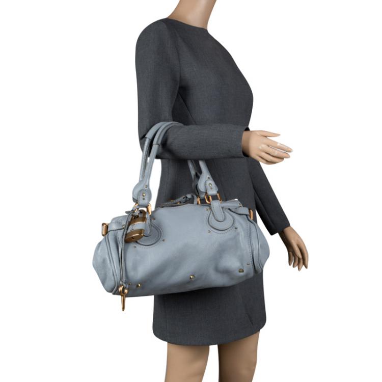 Pre Owned Chloe Light Blue Leather Medium Paddington Satchel