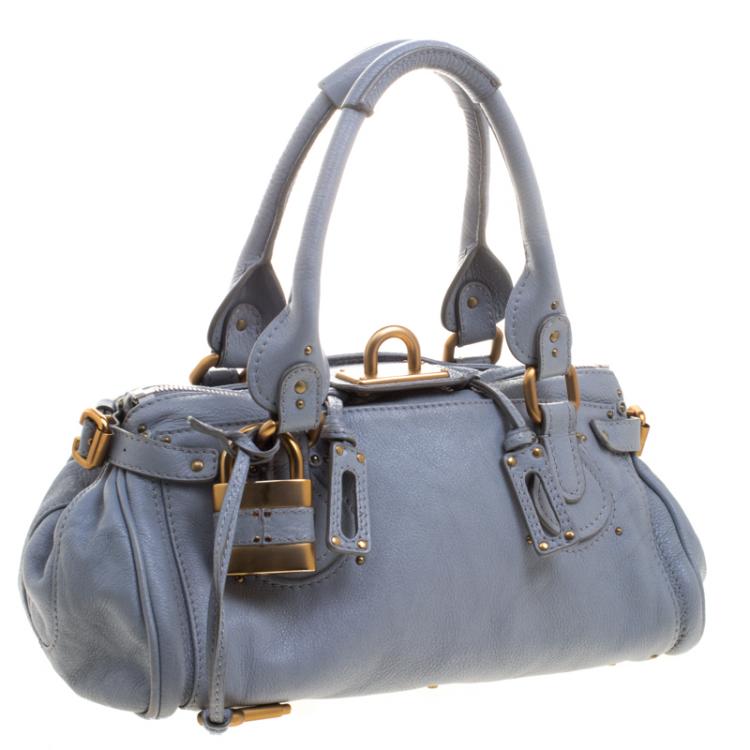 Pre Owned Chloe Light Blue Leather Medium Paddington Satchel