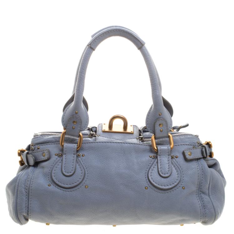 Pre Owned Chloe Light Blue Leather Medium Paddington Satchel