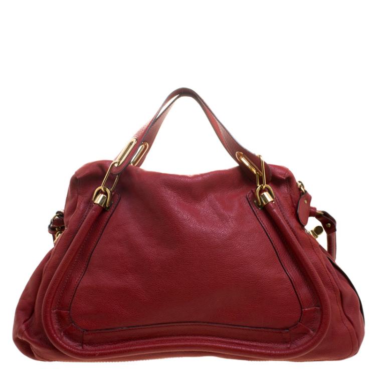Pre Owned Chloe Red Leather Large Paraty Shoulder Bag