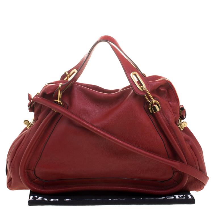 Pre Owned Chloe Red Leather Large Paraty Shoulder Bag
