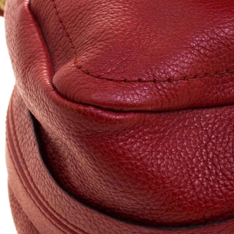 Pre Owned Chloe Red Leather Large Paraty Shoulder Bag