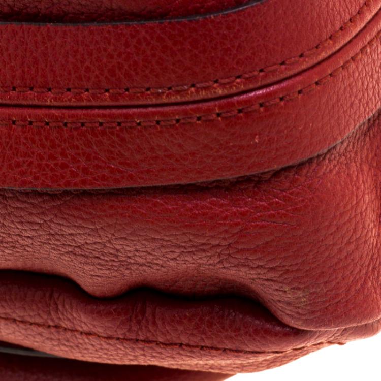 Pre Owned Chloe Red Leather Large Paraty Shoulder Bag