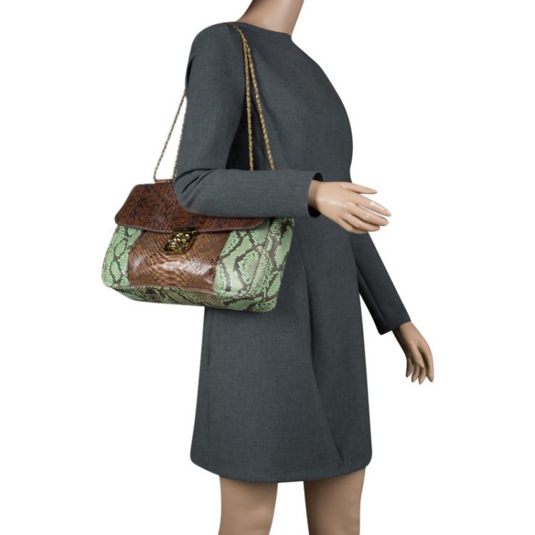 Pre Owned Chloe Brown/Green Python Large Elsie Shoulder Bag