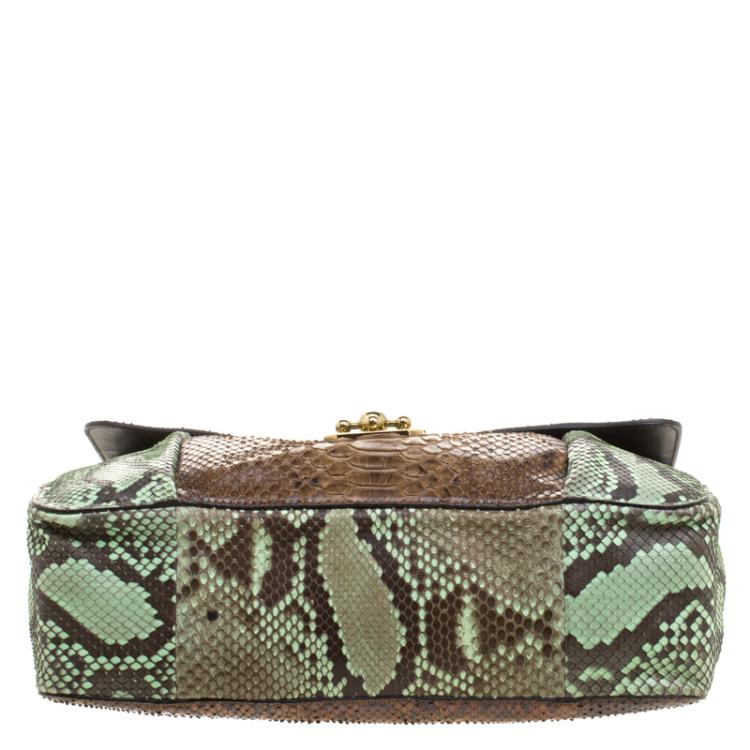 Pre Owned Chloe Brown/Green Python Large Elsie Shoulder Bag
