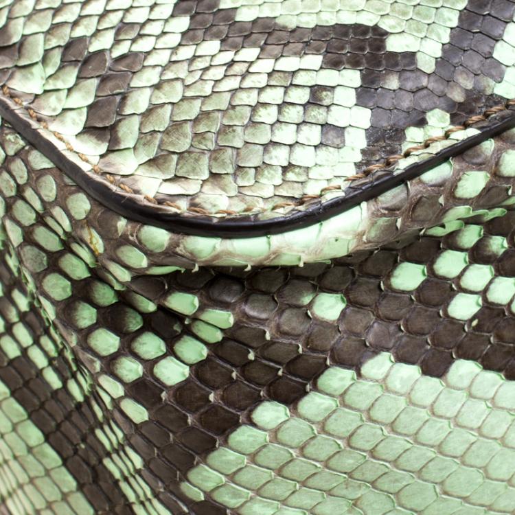 Pre Owned Chloe Brown/Green Python Large Elsie Shoulder Bag