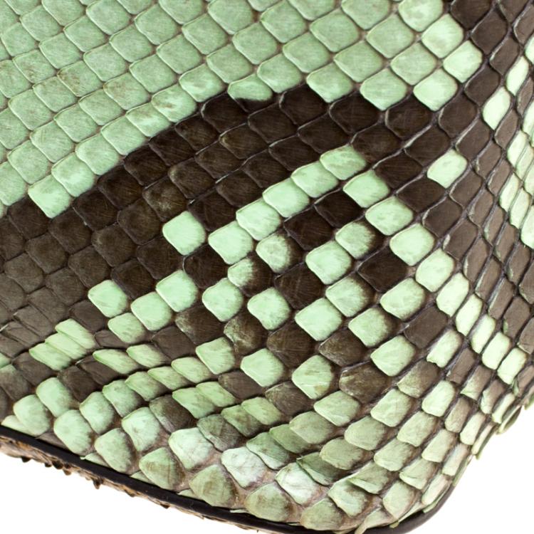 Pre Owned Chloe Brown/Green Python Large Elsie Shoulder Bag