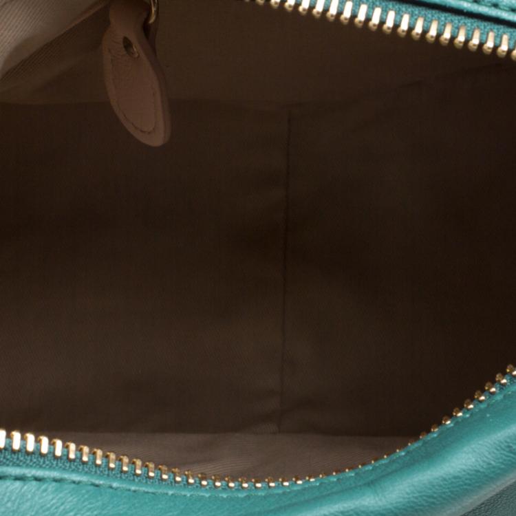 Pre Owned Chloe Emerald Coast Green Leather Medium Military Strap Paraty Shoulder Bag