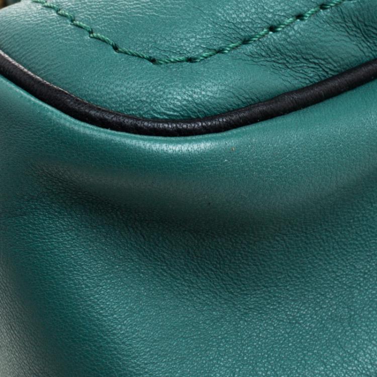 Pre Owned Chloe Emerald Coast Green Leather Medium Military Strap Paraty Shoulder Bag