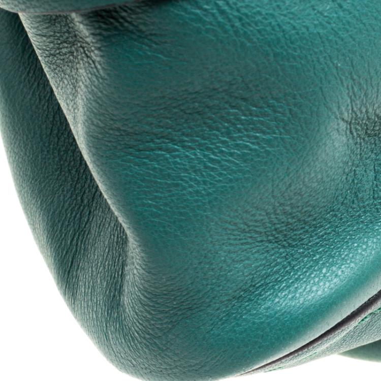 Pre Owned Chloe Emerald Coast Green Leather Medium Military Strap Paraty Shoulder Bag