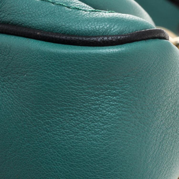 Pre Owned Chloe Emerald Coast Green Leather Medium Military Strap Paraty Shoulder Bag