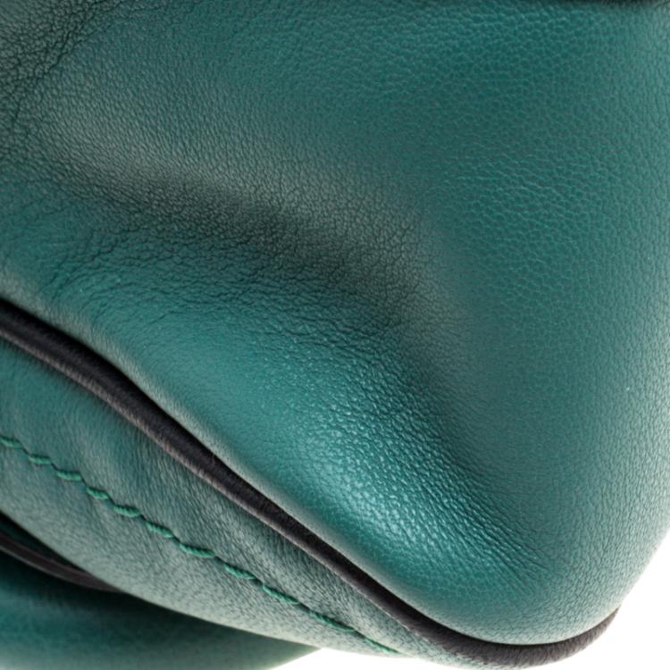 Pre Owned Chloe Emerald Coast Green Leather Medium Military Strap Paraty Shoulder Bag