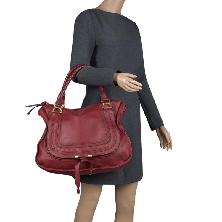 Pre Owned Chloe Red Leather Large Marcie Satchel