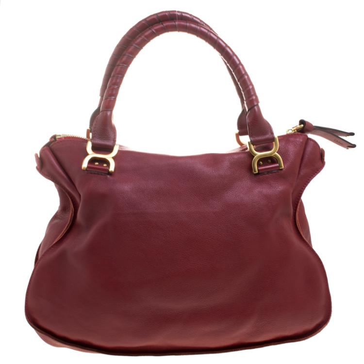 Pre Owned Chloe Red Leather Large Marcie Satchel