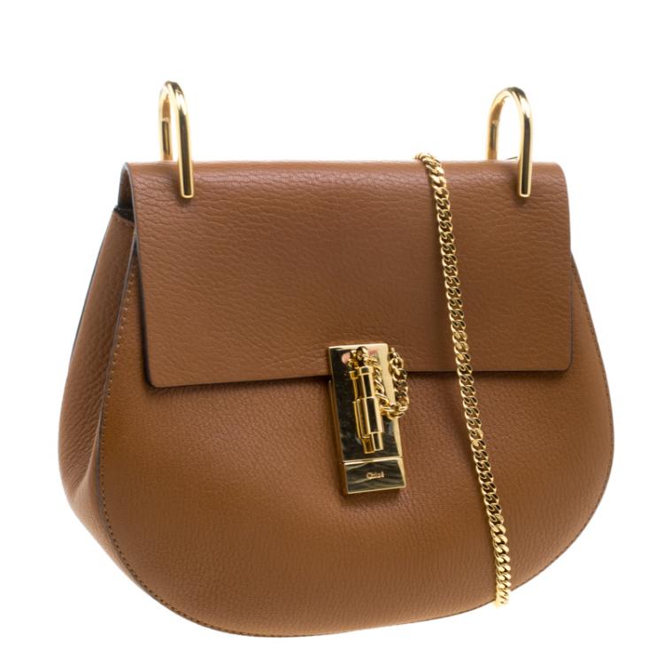 Pre Owned Chloe Copper Leather Medium Drew Shoulder Bag