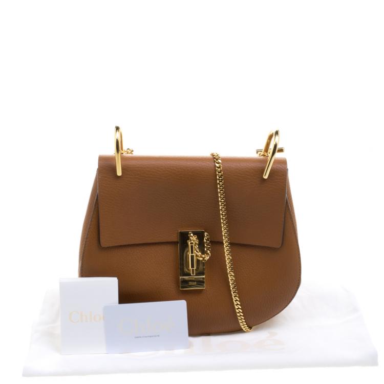 Pre Owned Chloe Copper Leather Medium Drew Shoulder Bag