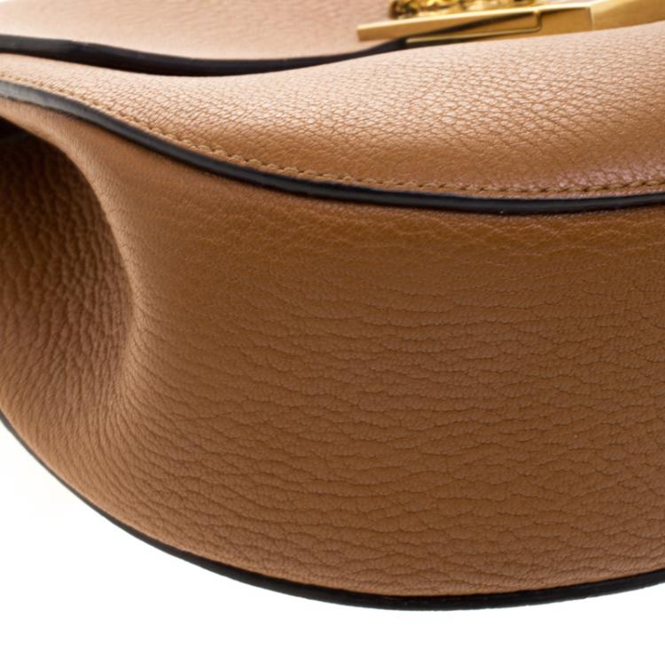 Pre Owned Chloe Copper Leather Medium Drew Shoulder Bag