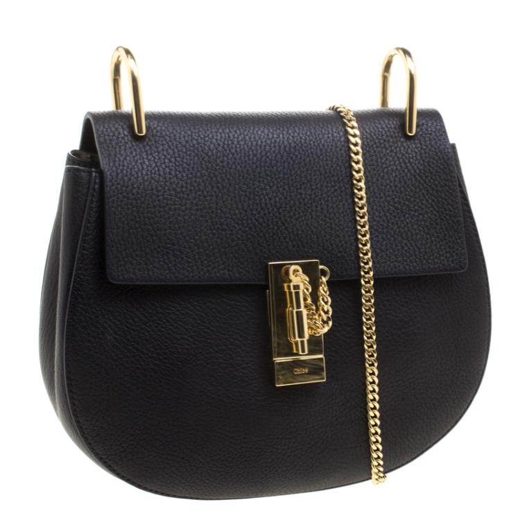 Pre Owned Chloe Black Leather Medium Drew Shoulder Bag