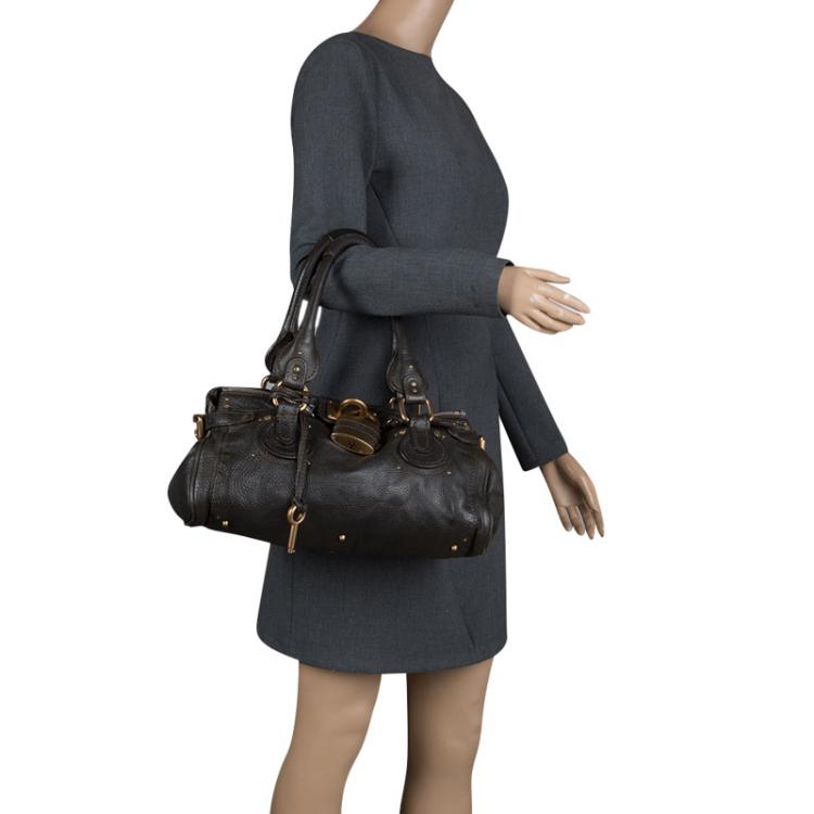 Pre Owned Chloe Black Leather Medium Paddington Satchel