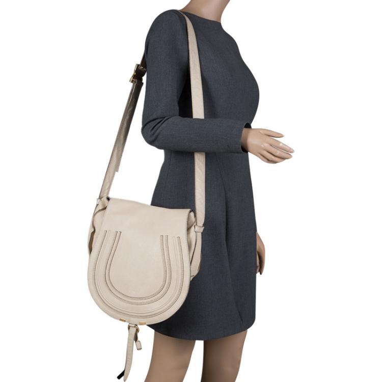 Pre Owned Chloe Beige Leather Medium Marcie Crossbody Bag