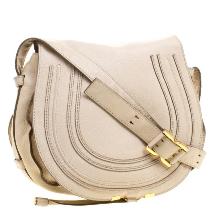 Pre Owned Chloe Beige Leather Medium Marcie Crossbody Bag