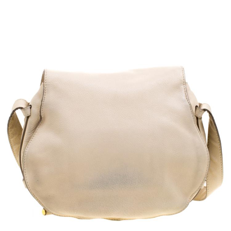 Pre Owned Chloe Beige Leather Medium Marcie Crossbody Bag