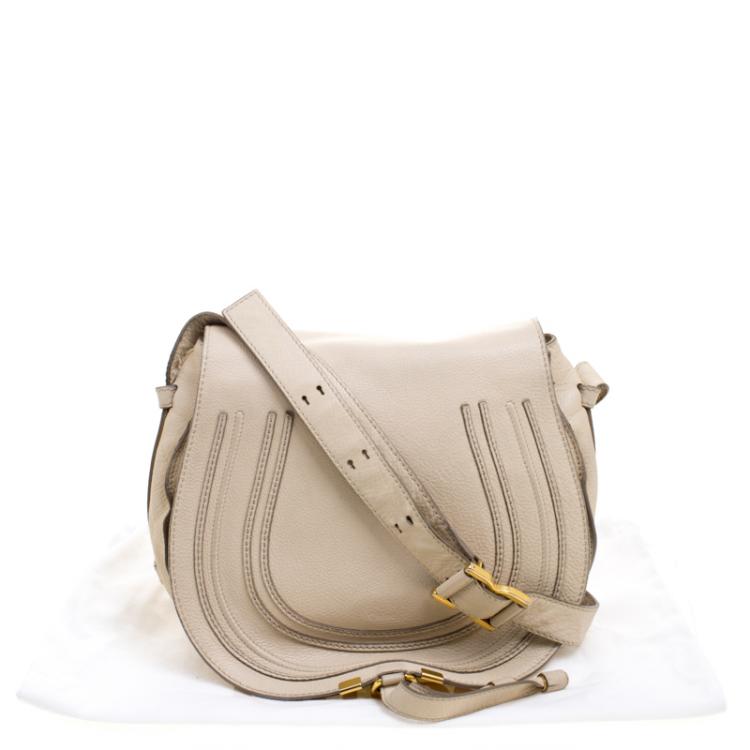 Pre Owned Chloe Beige Leather Medium Marcie Crossbody Bag