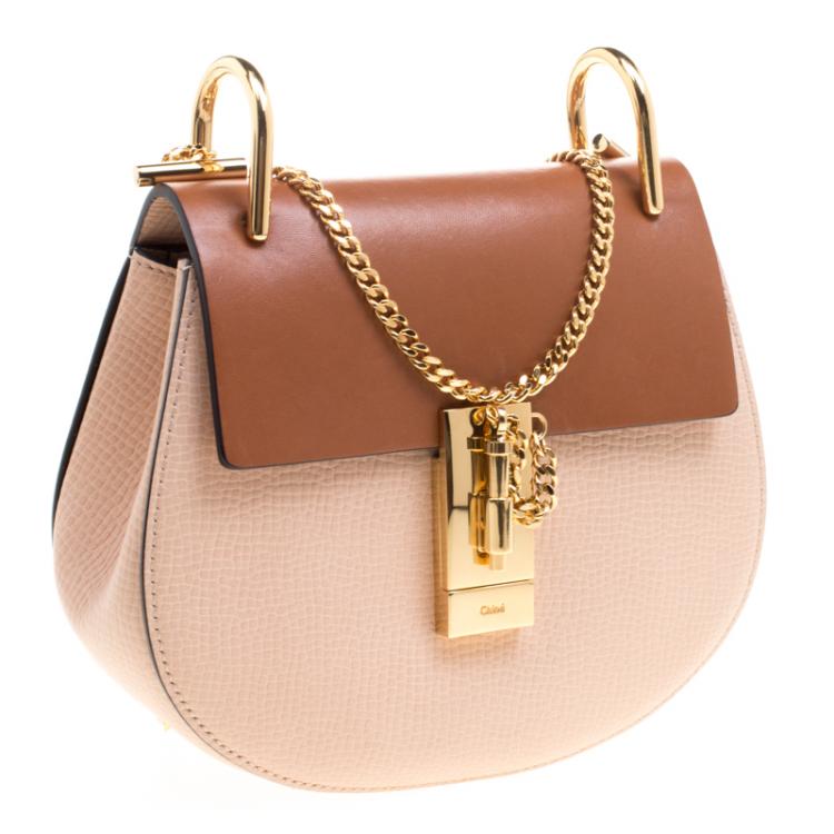Pre Owned Chloe Beige/Brown Leather Small Drew Shoulder Bag