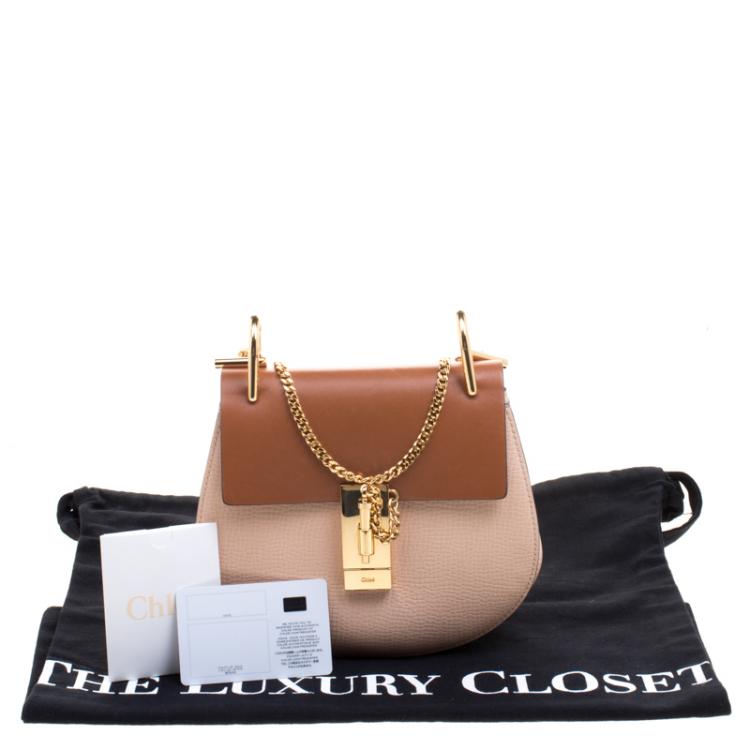 Pre Owned Chloe Beige/Brown Leather Small Drew Shoulder Bag
