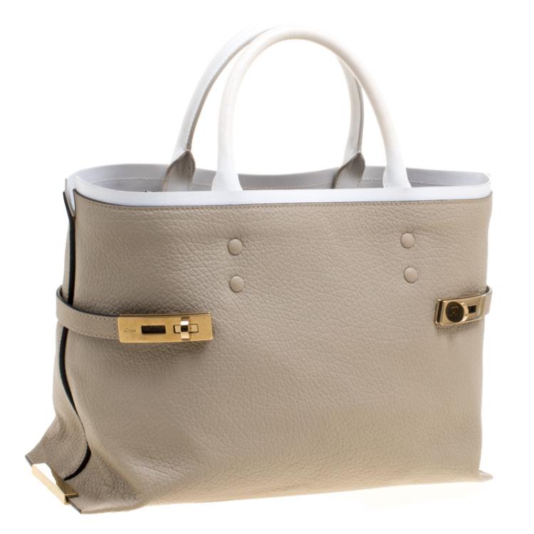Pre Owned Chloe Beige Leather Charlotte Tote
