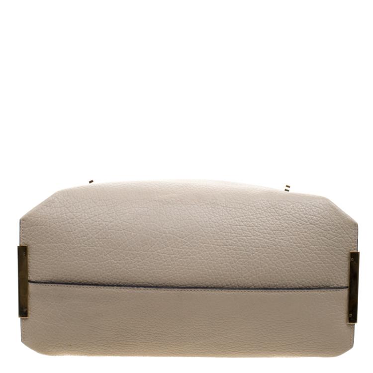 Pre Owned Chloe Beige Leather Charlotte Tote