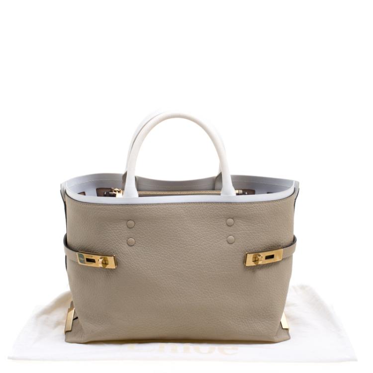 Pre Owned Chloe Beige Leather Charlotte Tote
