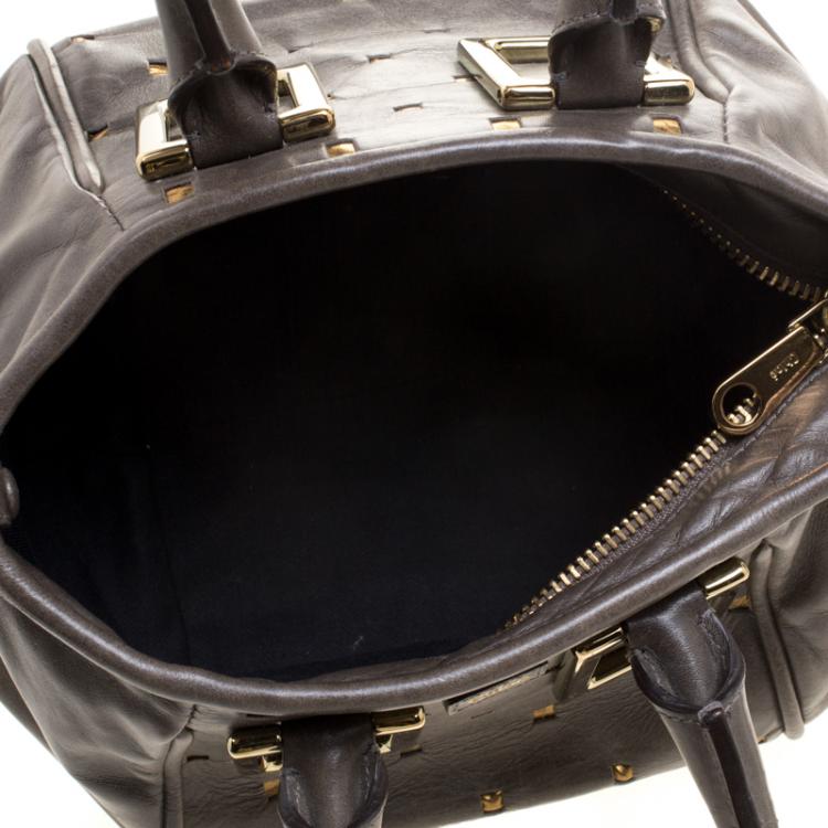 Pre Owned Chloe Dark Grey Leather Mini Ethel Satchel