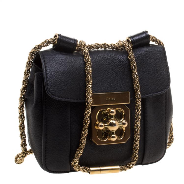 Pre Owned Chloe Black Leather Mini Elsie Crossbody Bag